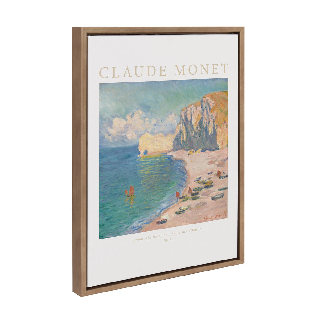 Sylvie Poster Claude Monet Étretat The Beach and the Falaise d’Amont 1885 Framed Canvas by The Art Institute of Chicago