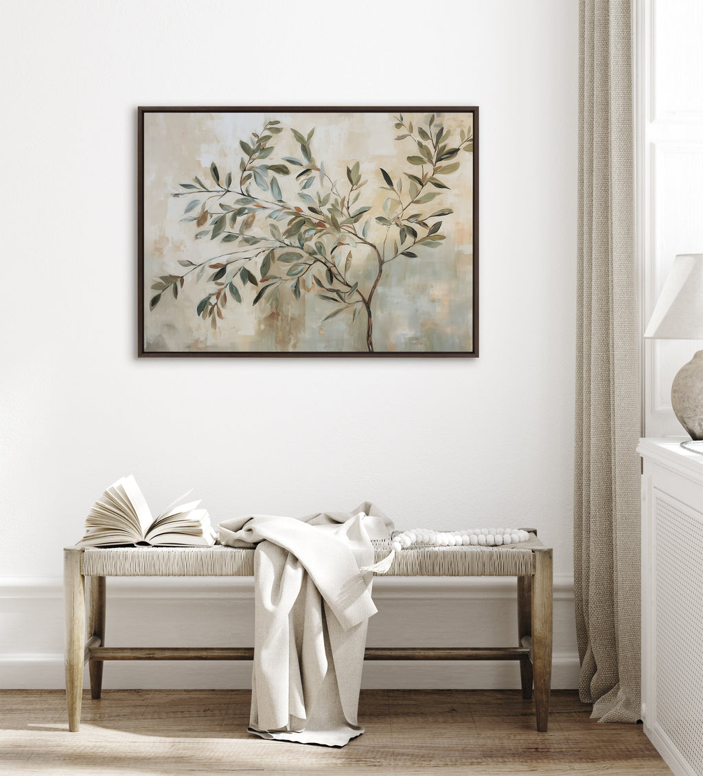 Sylvie Olive Tree Abstract Framed Canvas by The Creative Bunch Studio