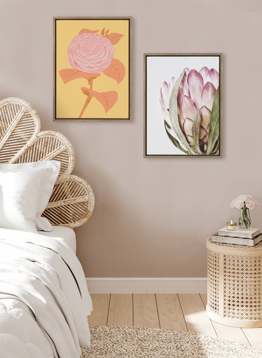 Sylvie Pink Protea Flower Framed Canvas by Amy Peterson