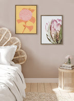 Sylvie Pink Protea Flower Framed Canvas by Amy Peterson