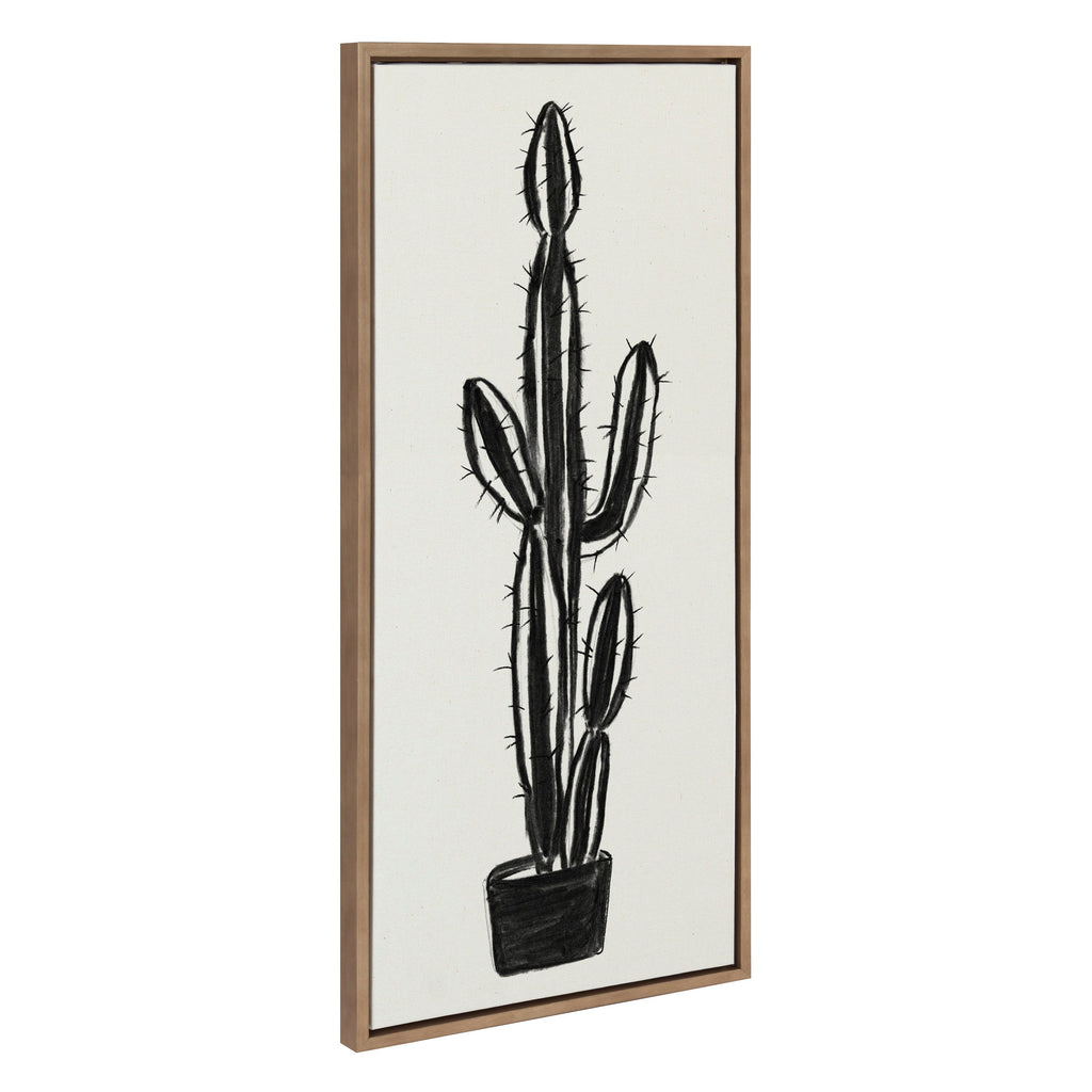 Sylvie 664 Cactus In Pot BW Framed Canvas by Teju Reval of SnazzyHues