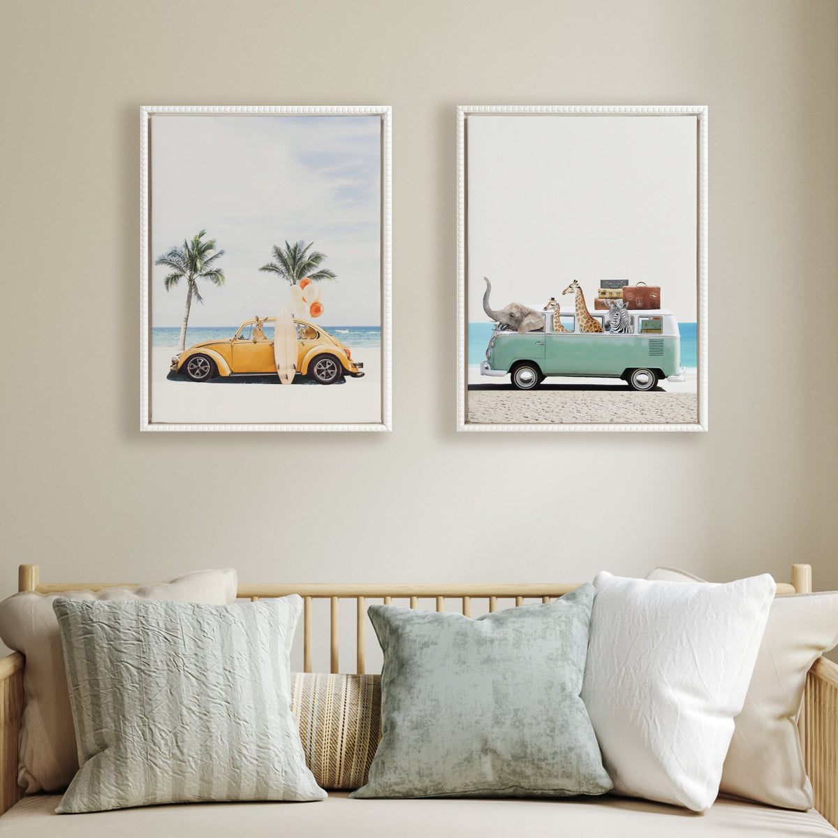 Sylvie Beaded Summer Animal Adventures Framed Canvas by July Art Prints