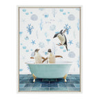 Sylvie Penguins In Under the Sea Bath Framed Canvas by Amy Peterson Art Studio