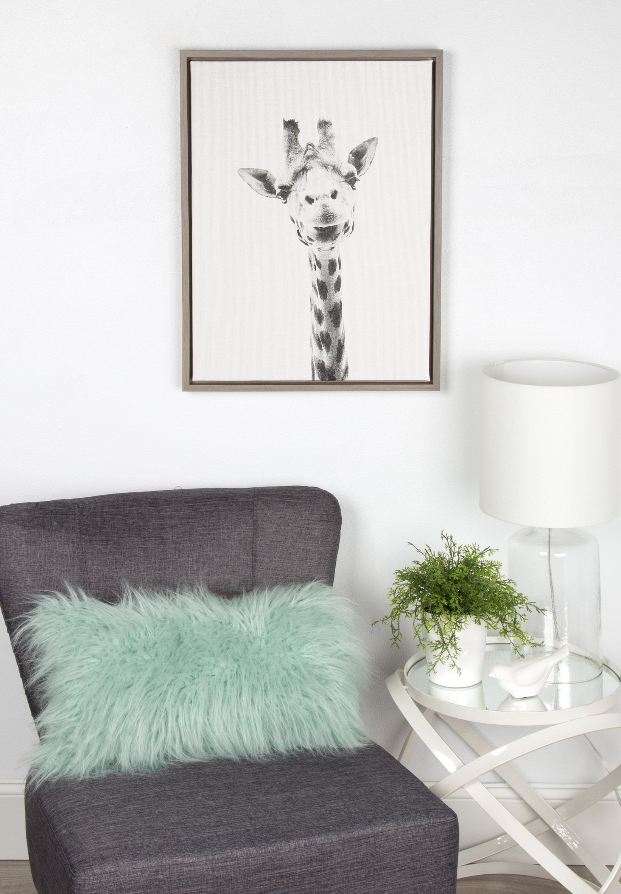 Sylvie Giraffe Framed Canvas by Simon Te of Tai Prints