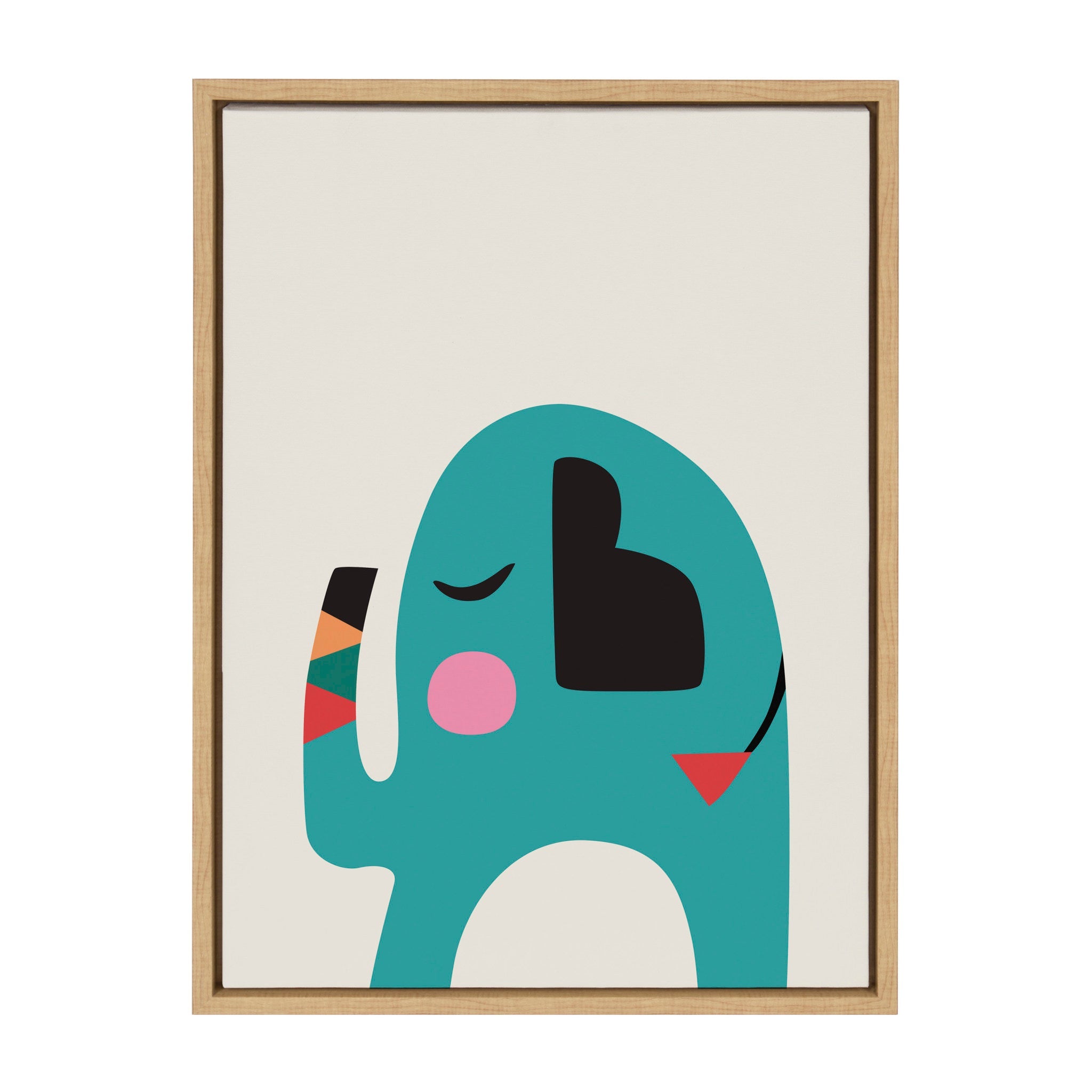 Sylvie Mid Century Modern Baby Elephant Framed Canvas by Rachel Lee of My Dream Wall
