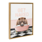 Sylvie Big Bear Retro Neon Sign Bath Framed Canvas by Amy Peterson