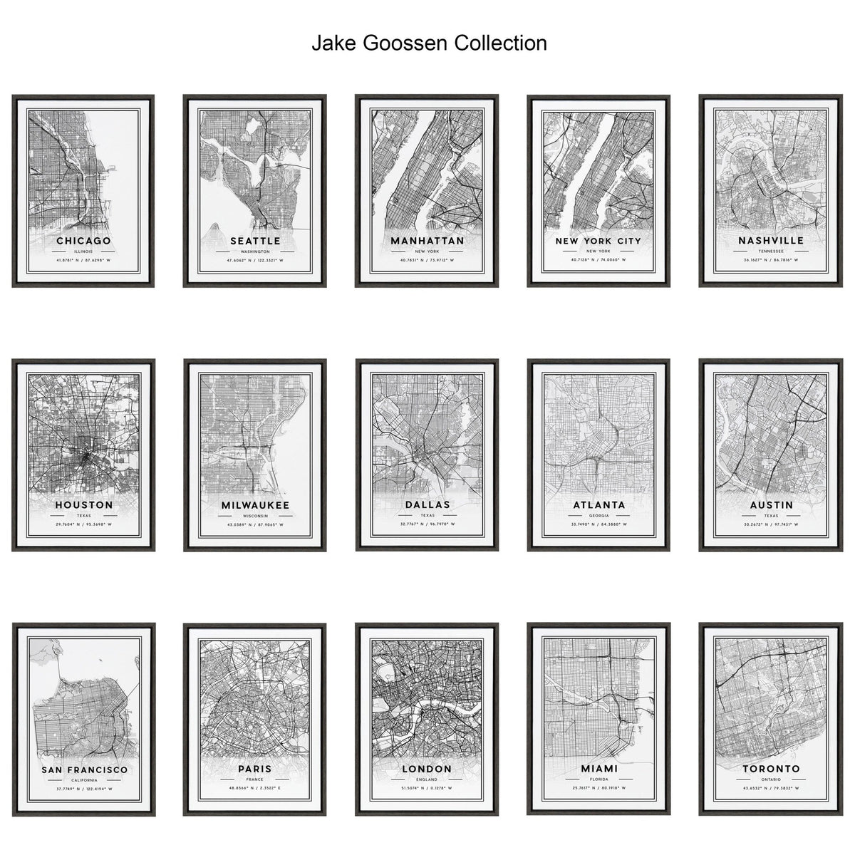 Sylvie Seattle Modern Map Framed Canvas by Jake Goossen