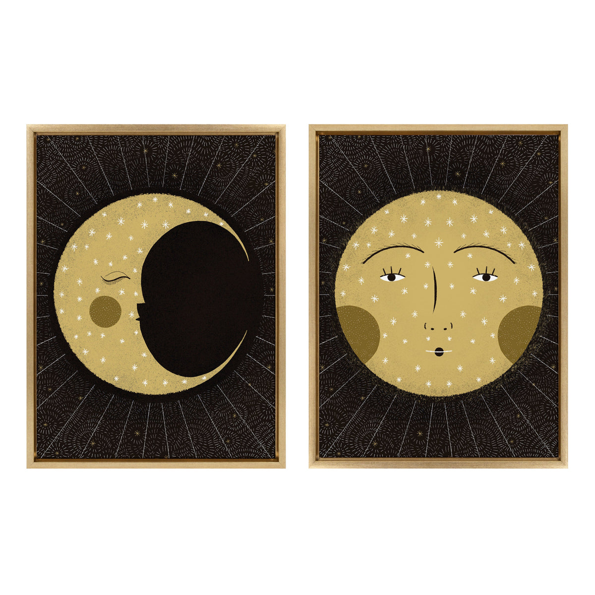 Sylvie Moon Print and Sun Print Framed Canvas Set by Stacie Bloomfield of Gingiber