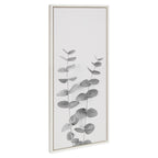 Sylvie Eucalyptus Botanical II Gray and Soft White Framed Canvas by The Creative Bunch Studio