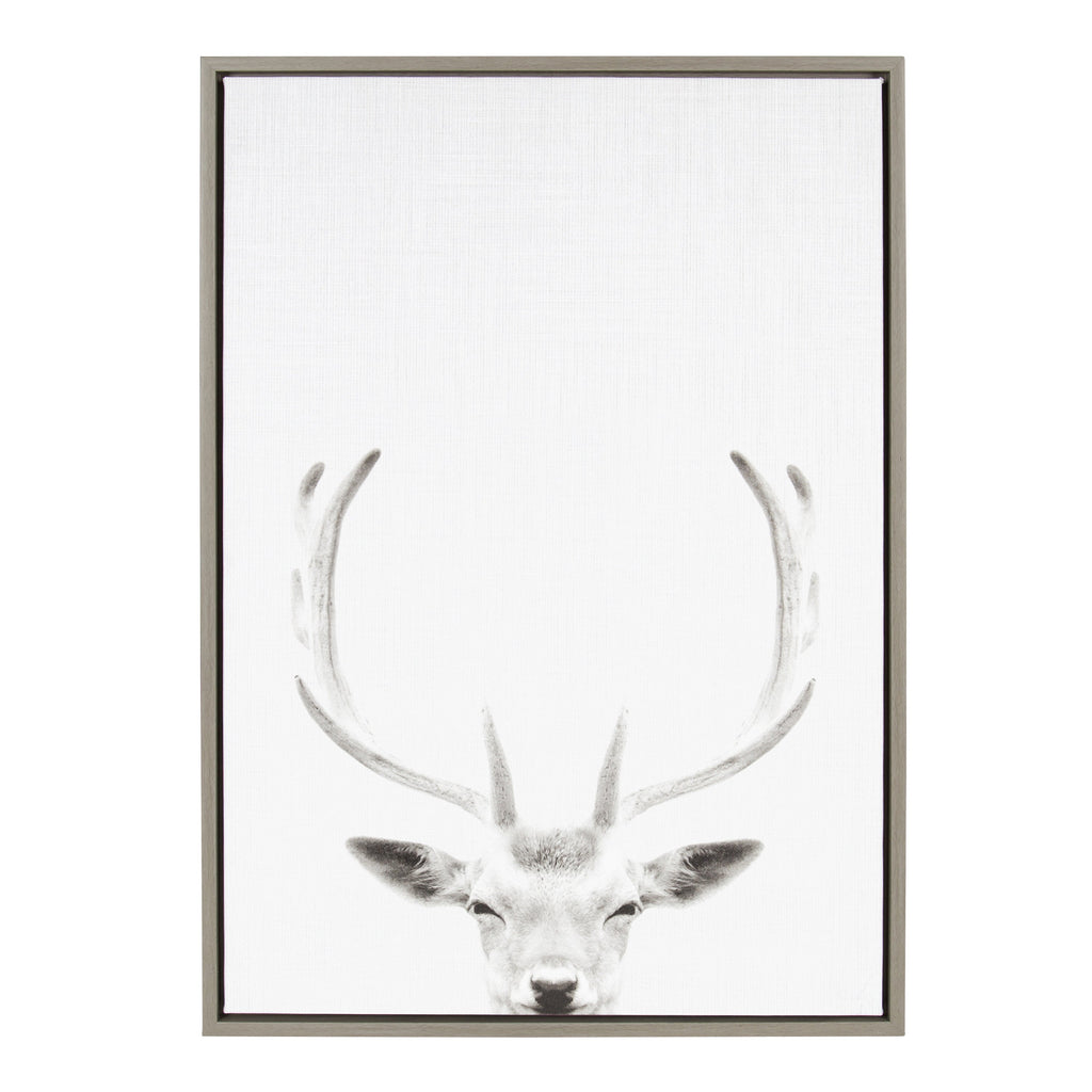 Sylvie Deer Portrait Framed Canvas by Simon Te Tai