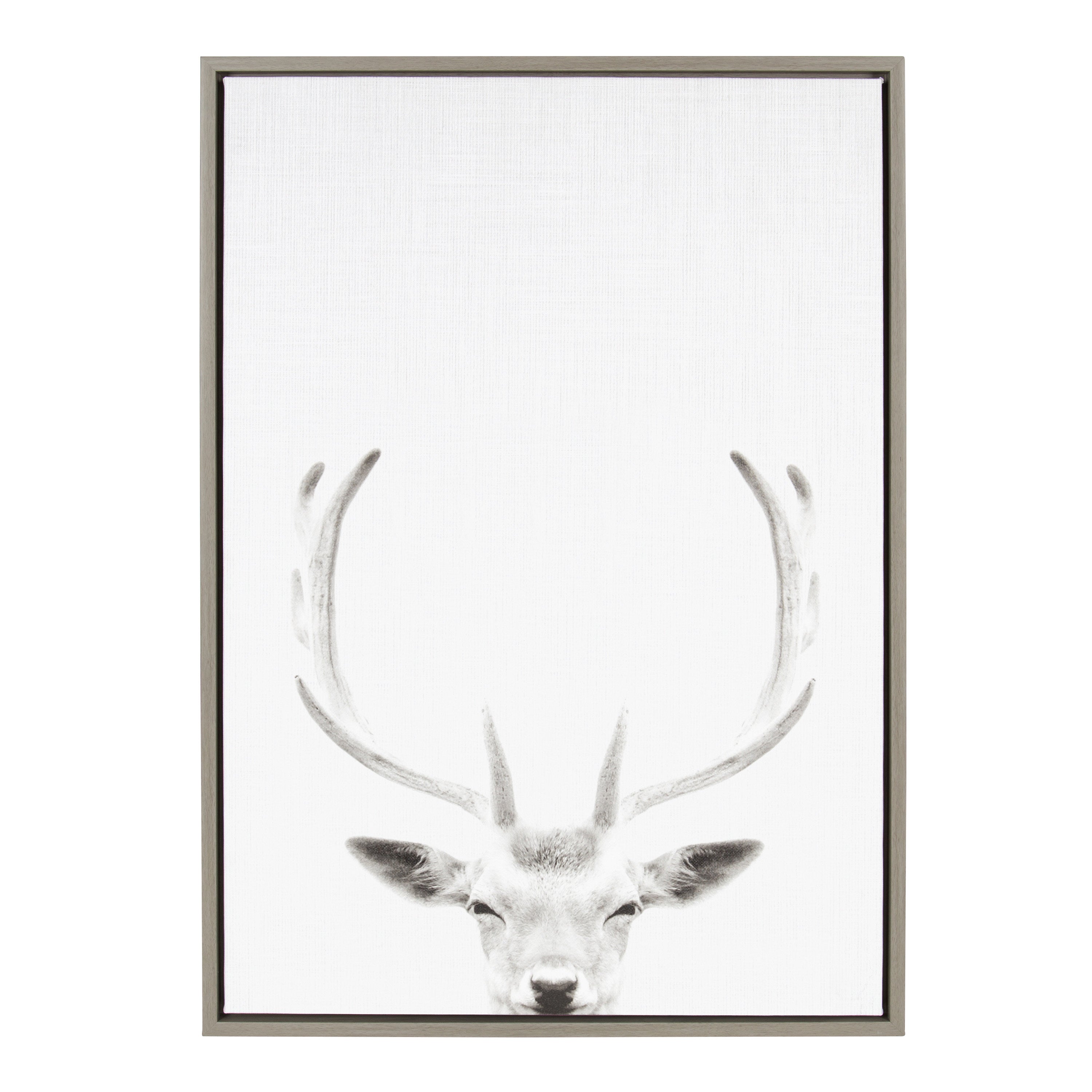 Sylvie Deer Portrait Framed Canvas by Simon Te Tai