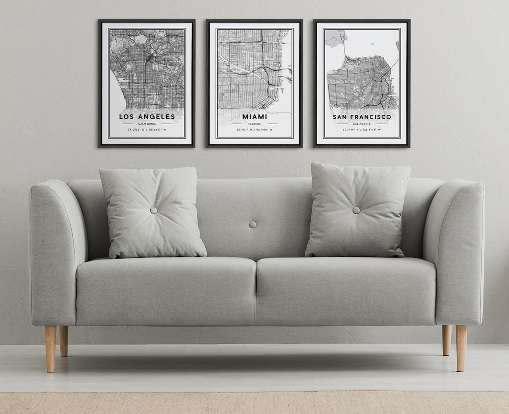 Sylvie Miami Modern Map Framed Canvas by Jake Goossen