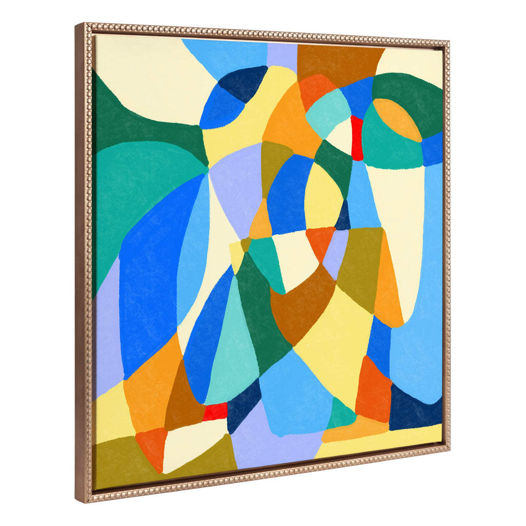 Sylvie Beaded TR Begonia Po Framed Canvas by Teresa Rego