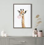 Sylvie Bubble Gum Giraffe Framed Canvas by Amy Peterson Art Studio