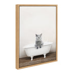 Sylvie Cat in Rustic Bath Framed Canvas by Amy Peterson Art Studio