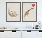 Sylvie On the Moon Framed Canvas by July Art Prints