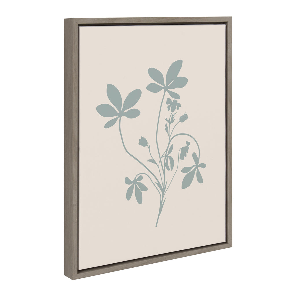 Sylvie Soft and Simple Feminine Blue Botanical Framed Canvas by The Creative Bunch Studio