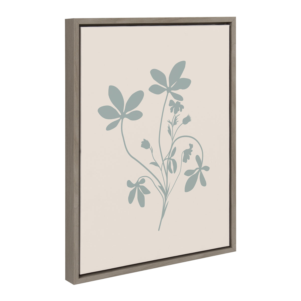 Sylvie Soft and Simple Feminine Blue Botanical Framed Canvas by The Creative Bunch Studio
