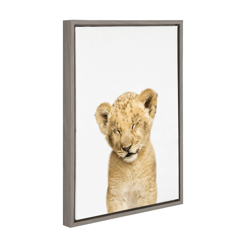 Sylvie Animal Studio Sleepy Lion Framed Canvas by Amy Peterson Art Studio