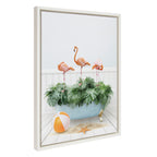 Sylvie Three Flamingos Beach House Bath Framed Canvas by Amy Peterson