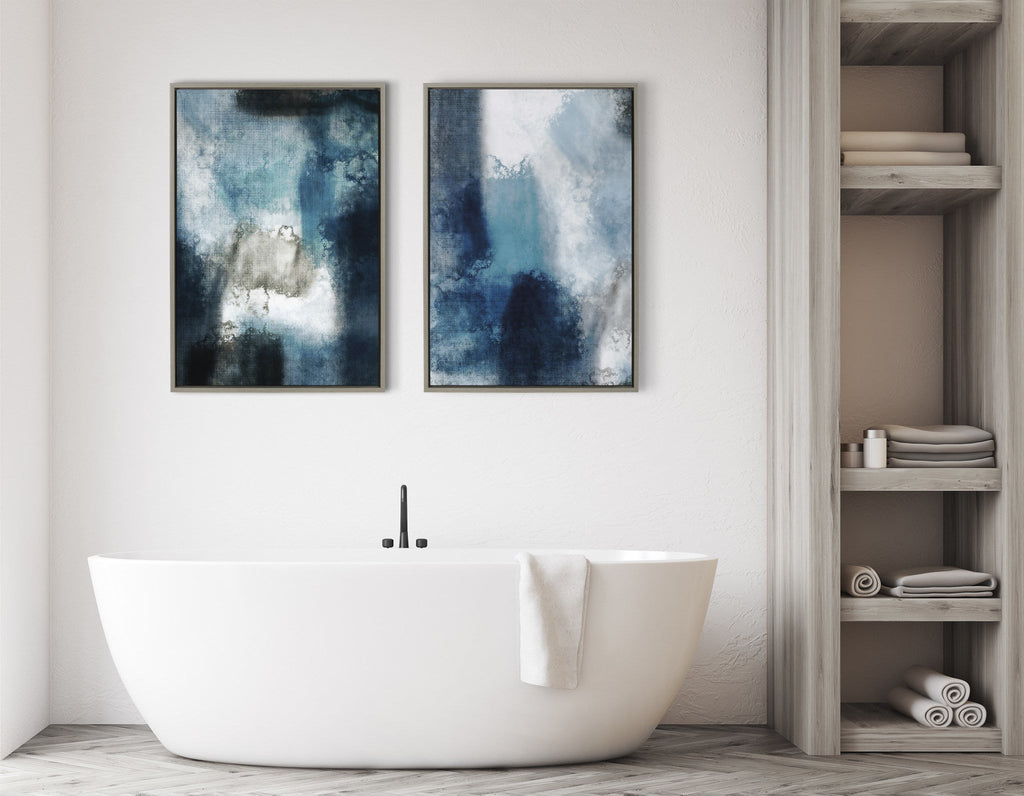 Sylvie Aqua Abstract 2 Framed Canvas by Amy Lighthall