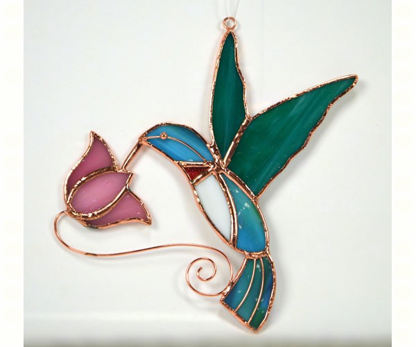 Gift Essentials Ge139 Hummingbird With Pink Flower Sun Catcher