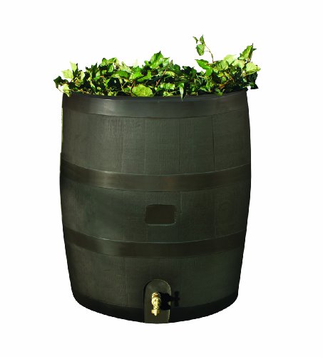 Rts Companies 5513-000100-5681 Round Rain Barrel 35Usg - Brown With Brass Spigot