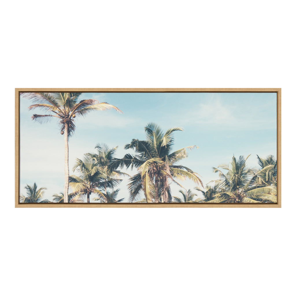 Sylvie Coastal Coconut Palm Tree Beach Framed Canvas by The Creative Bunch Studio