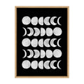Sylvie 901 Moon Phases White on Black Framed Canvas by Teju Reval of SnazzyHues