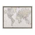 Sylvie Vintage World Map Framed Canvas by The Creative Bunch Studio