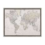 Sylvie Vintage World Map Framed Canvas by The Creative Bunch Studio