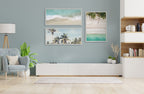 Sylvie Coastal Coconut Palm Tree Beach Framed Canvas by The Creative Bunch Studio