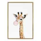 Sylvie Bubble Gum Giraffe Framed Canvas by Amy Peterson Art Studio