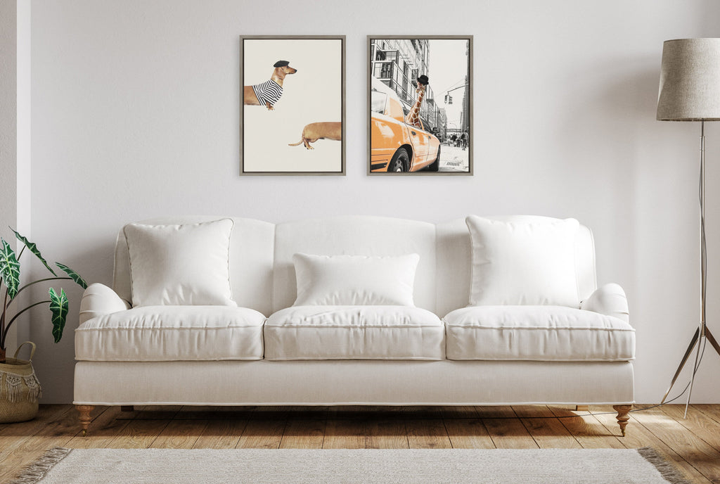 Sylvie Long Dog Framed Canvas by July Art Prints