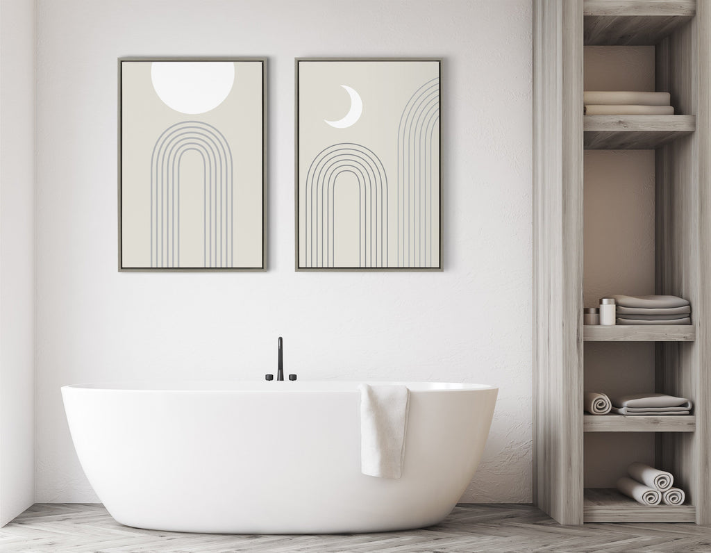Sylvie Full Moon over the Mountain Top Framed Canvas by The Creative Bunch Studio