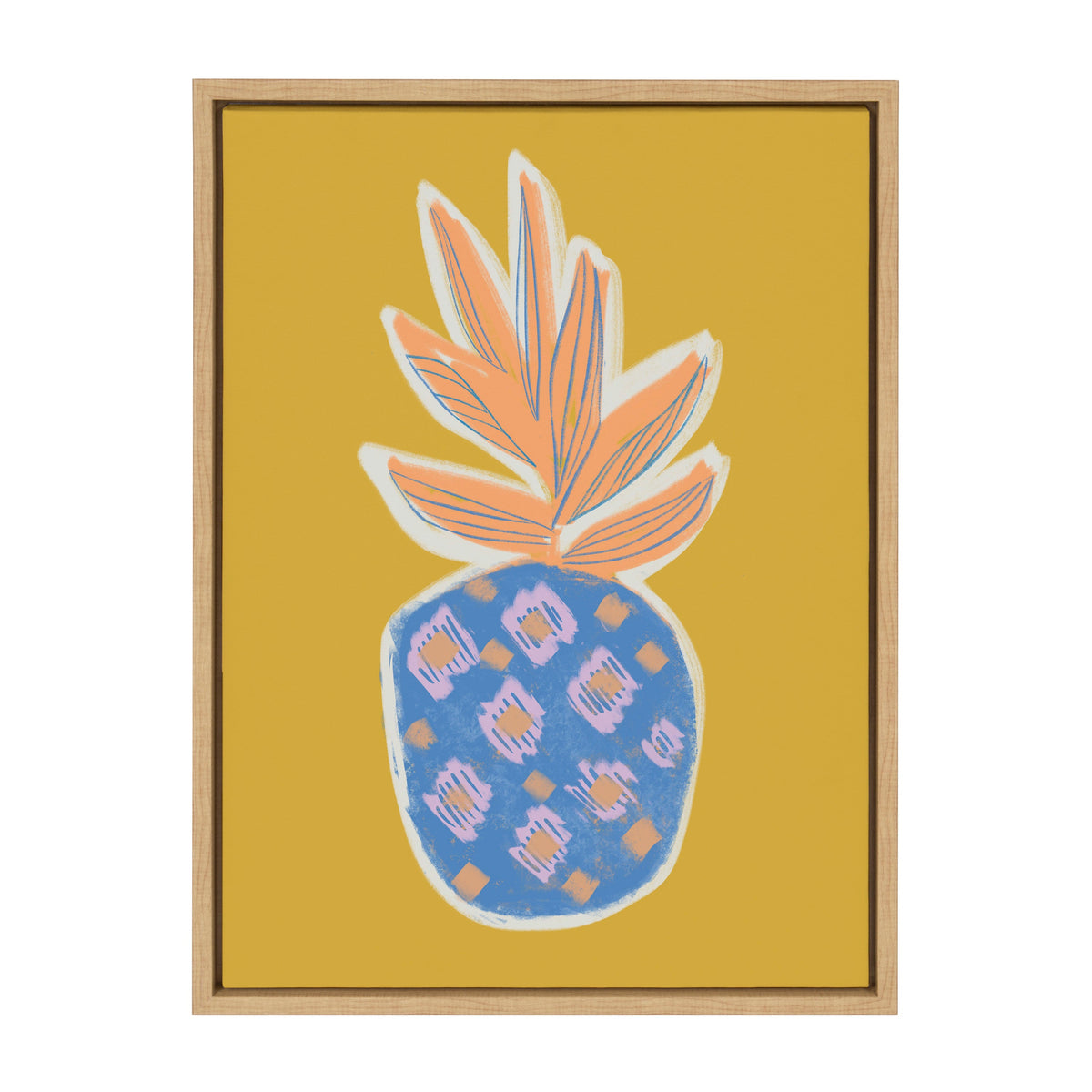 Sylvie Blue Pineapple Framed Canvas by Kasey Free