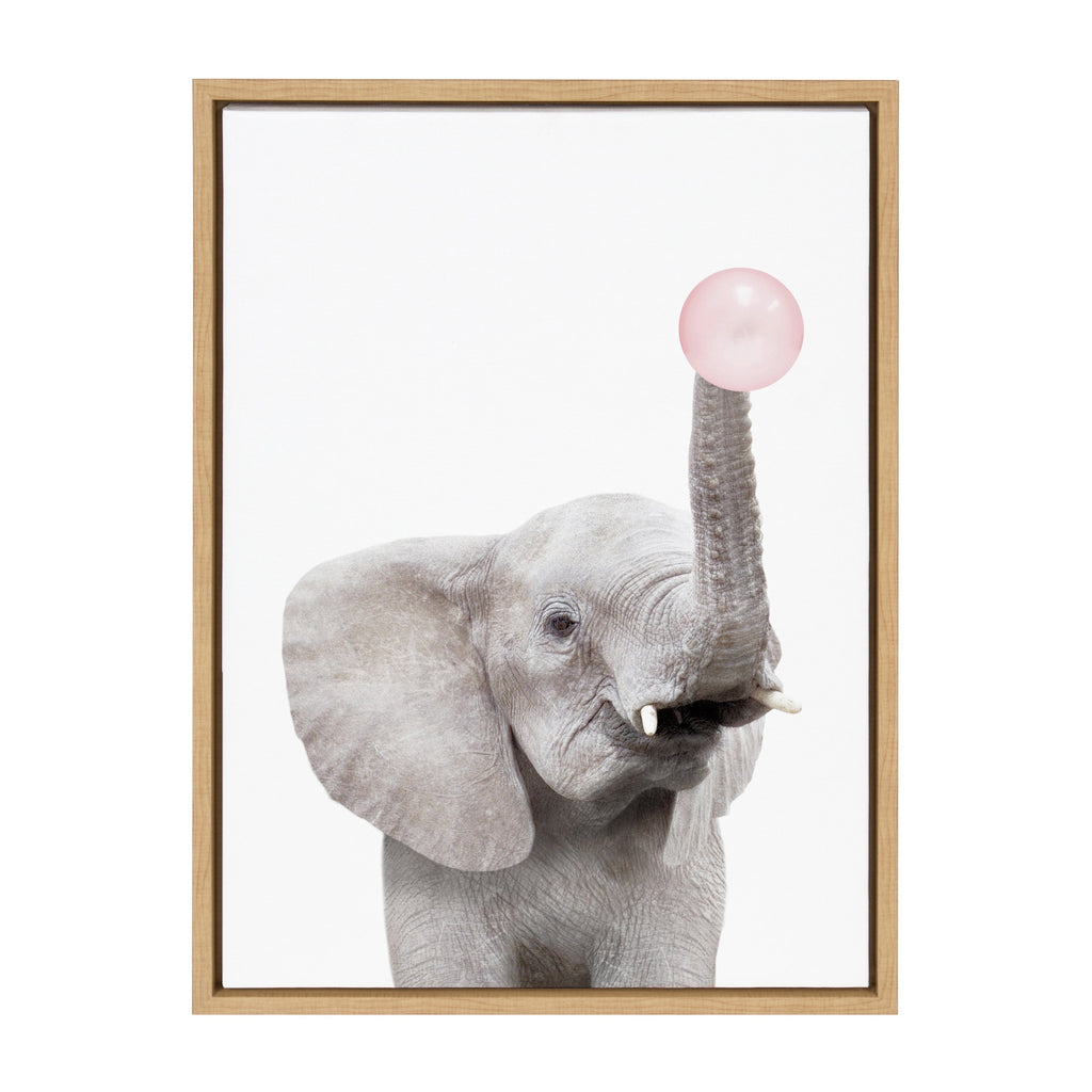 Sylvie Bubble Gum Elephant Framed Canvas by Amy Peterson Art Studio
