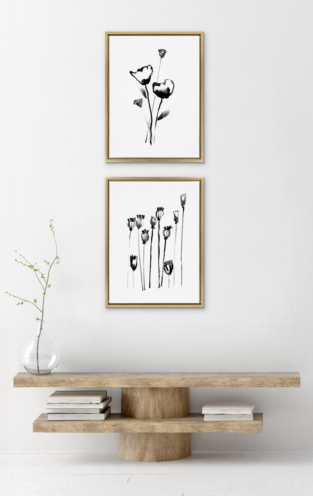 Sylvie Wildflowers and Seed Pods Framed Canvas Set by Teju Reval of SnazzyHues