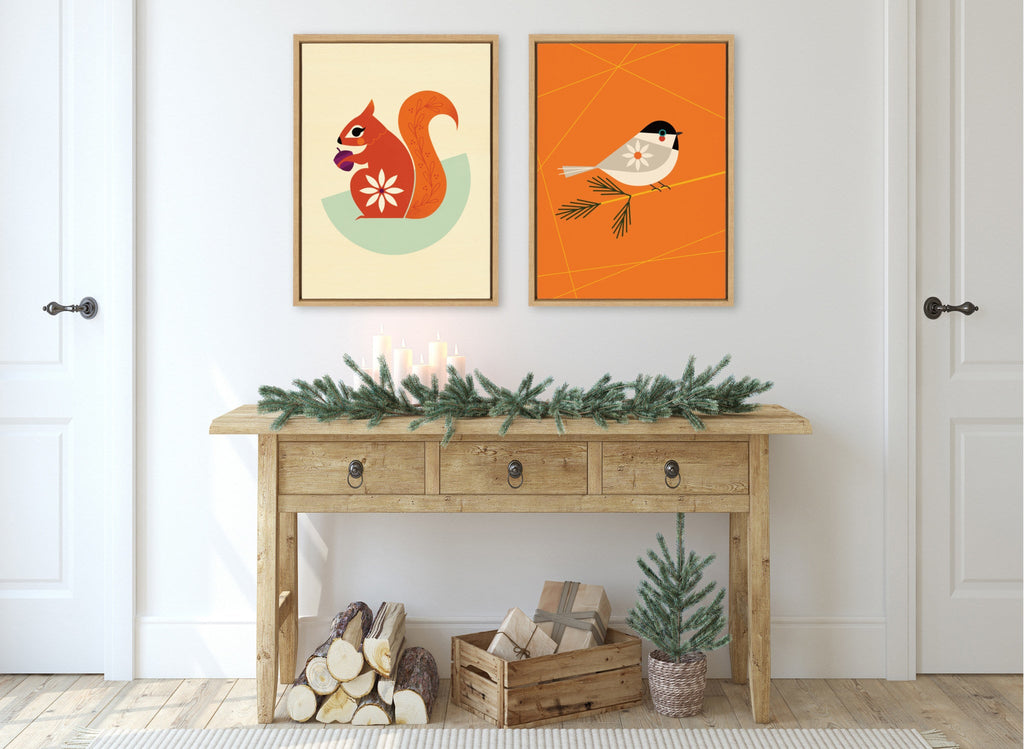 Sylvie Black-Capped Chickadee Framed Canvas by Amber Leaders Designs