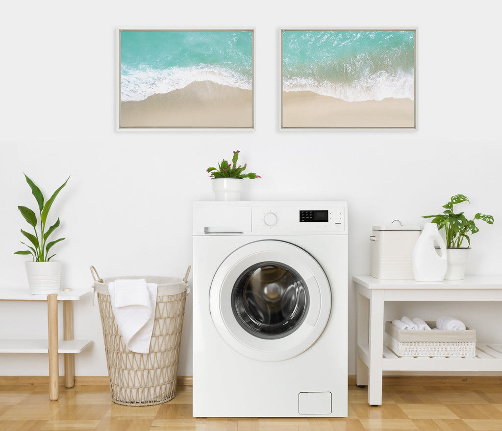 Sylvie Ocean Beach Fantasy Left and Right Framed Canvas by The Creative Bunch Studio