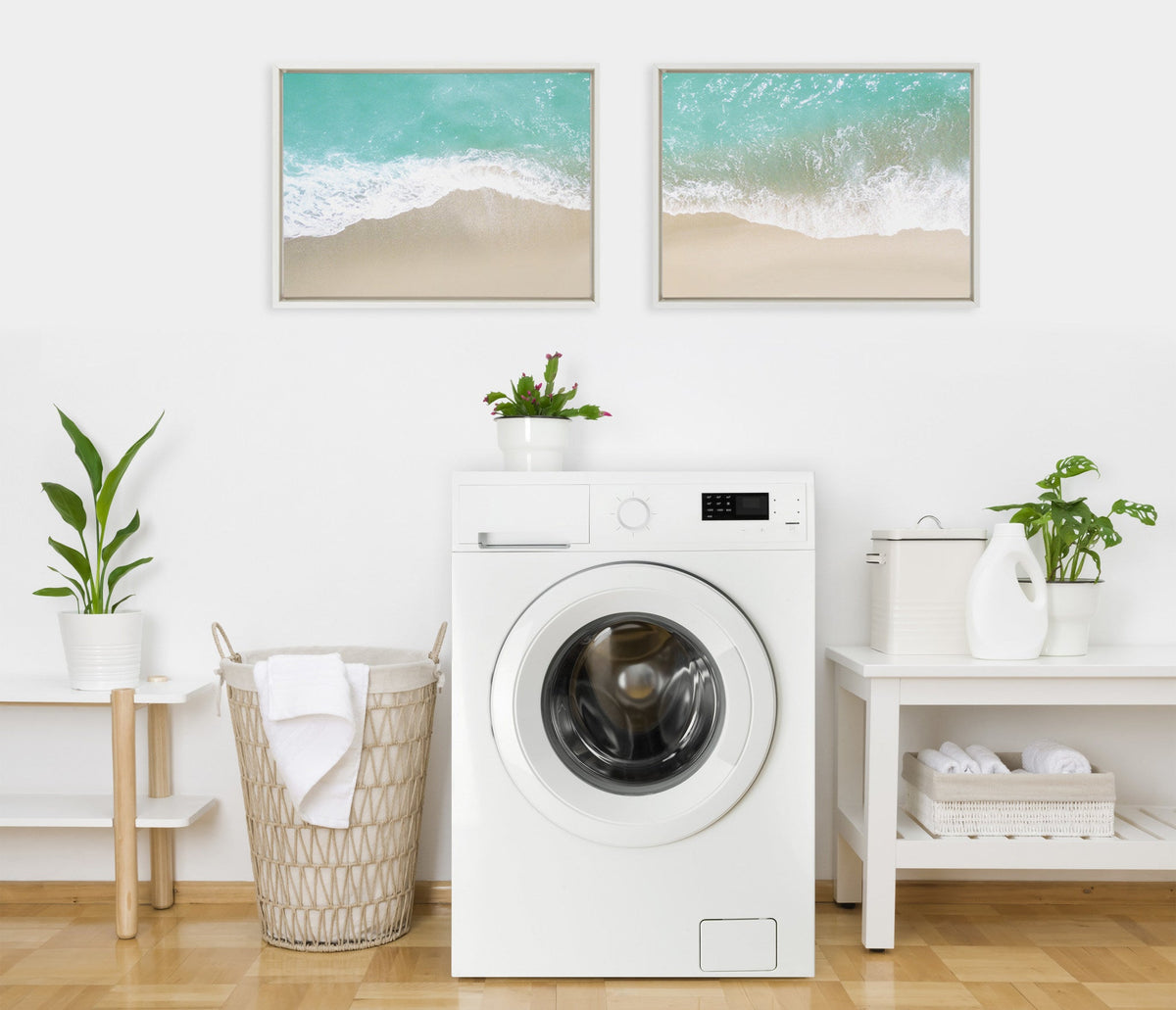 Sylvie Ocean Beach Fantasy Left and Right Framed Canvas by The Creative Bunch Studio