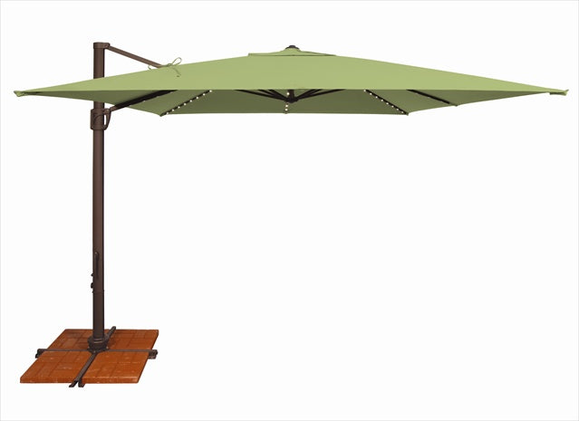 Simplyshade 10 Ft. Bali Pro Square Rotating Cantilever Umbrella With Lights  Ginkgo