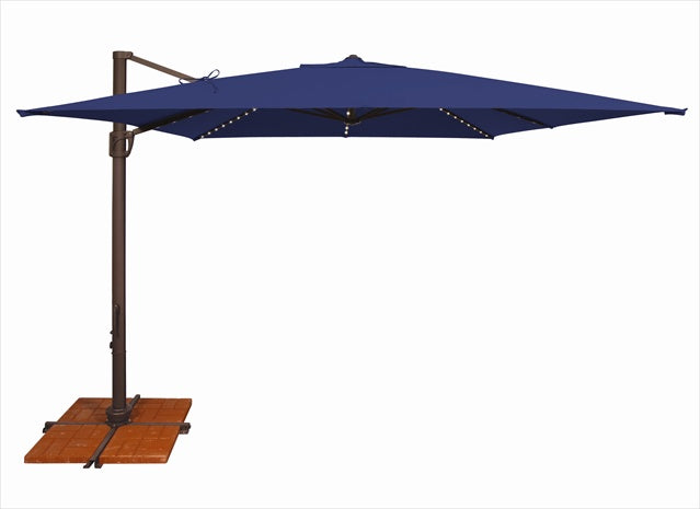 Simplyshade 10 Ft. Bali Pro Square Rotating Cantilever Umbrella With Lights  Sky Blue