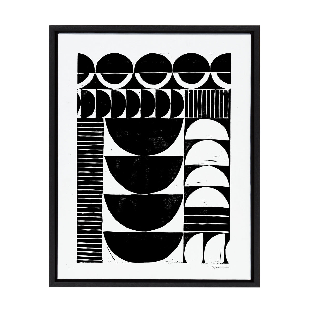 Sylvie Modern Circular Block Print Framed Canvas by Statement Goods