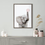 Sylvie Bubble Gum Elephant Framed Canvas by Amy Peterson Art Studio