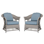 2 Shell Aluminum & Rattan Stationary Chair
