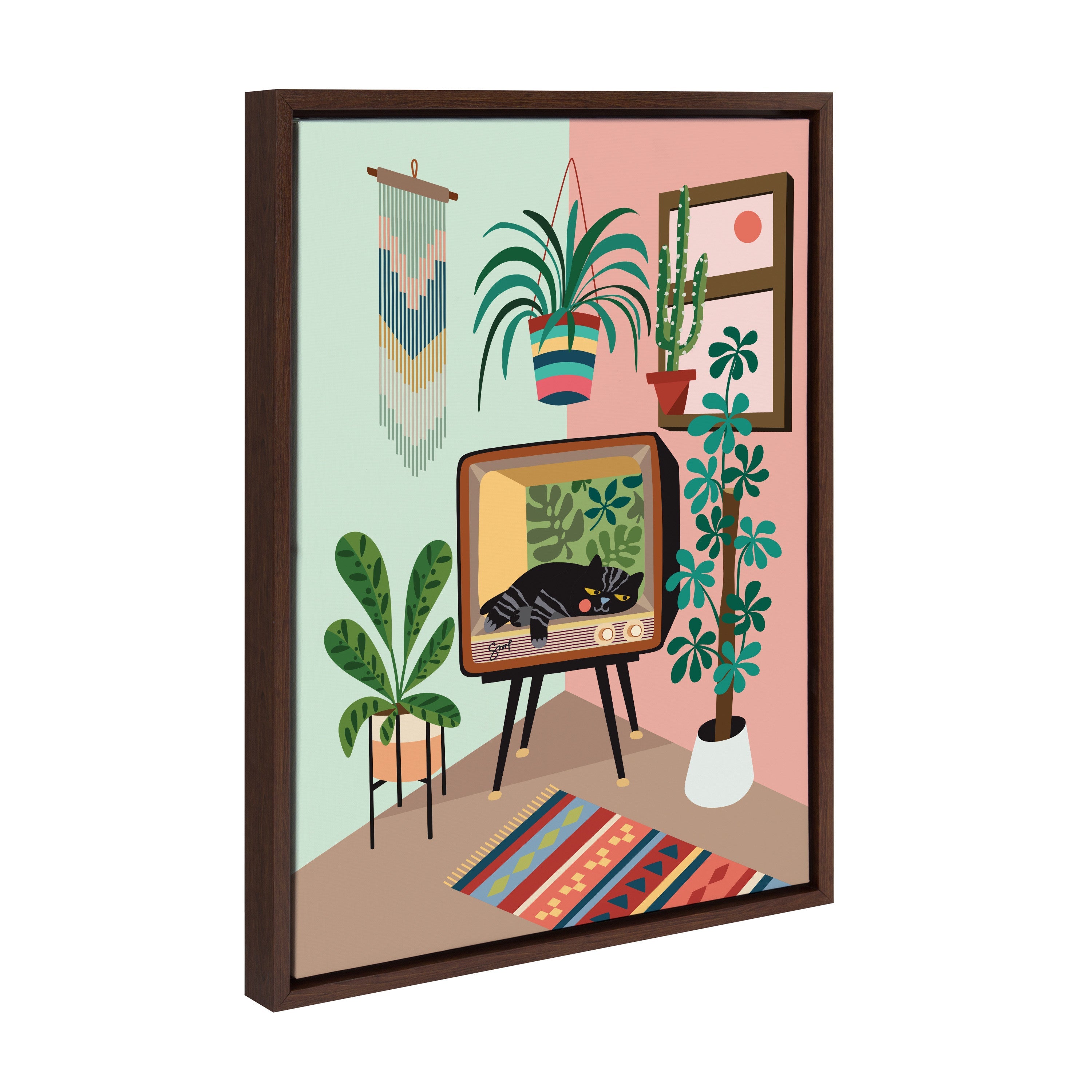 Sylvie TV Cat Bed Framed Canvas by Rachel Lee of My Dream Wall
