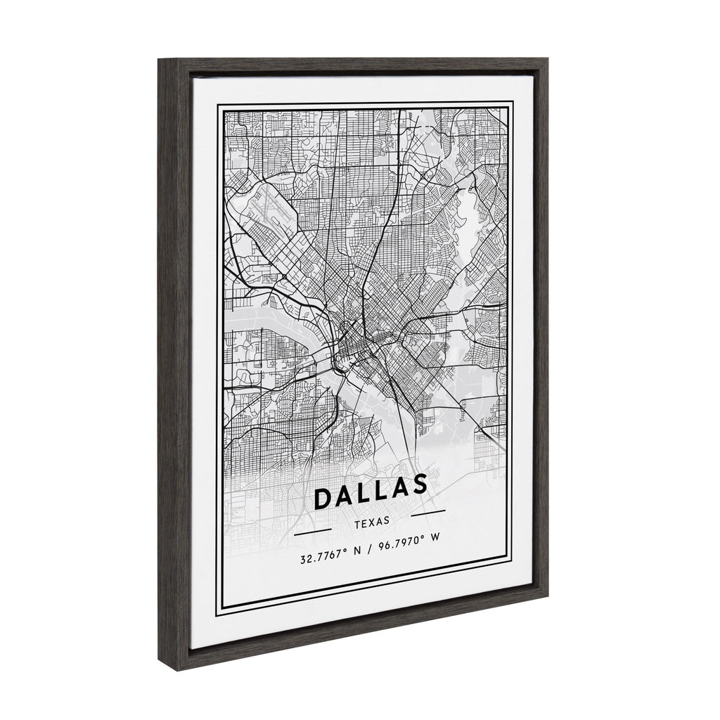 Sylvie Dallas Modern Map Framed Canvas by Jake Goossen