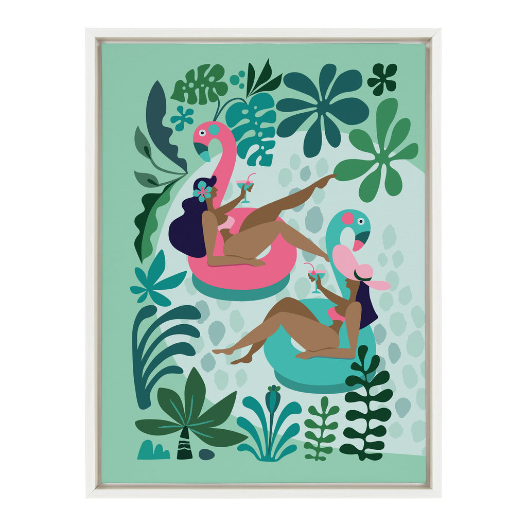 Sylvie Mid Century Modern Girl Friends Framed Canvas by Rachel Lee of My Dream Wall