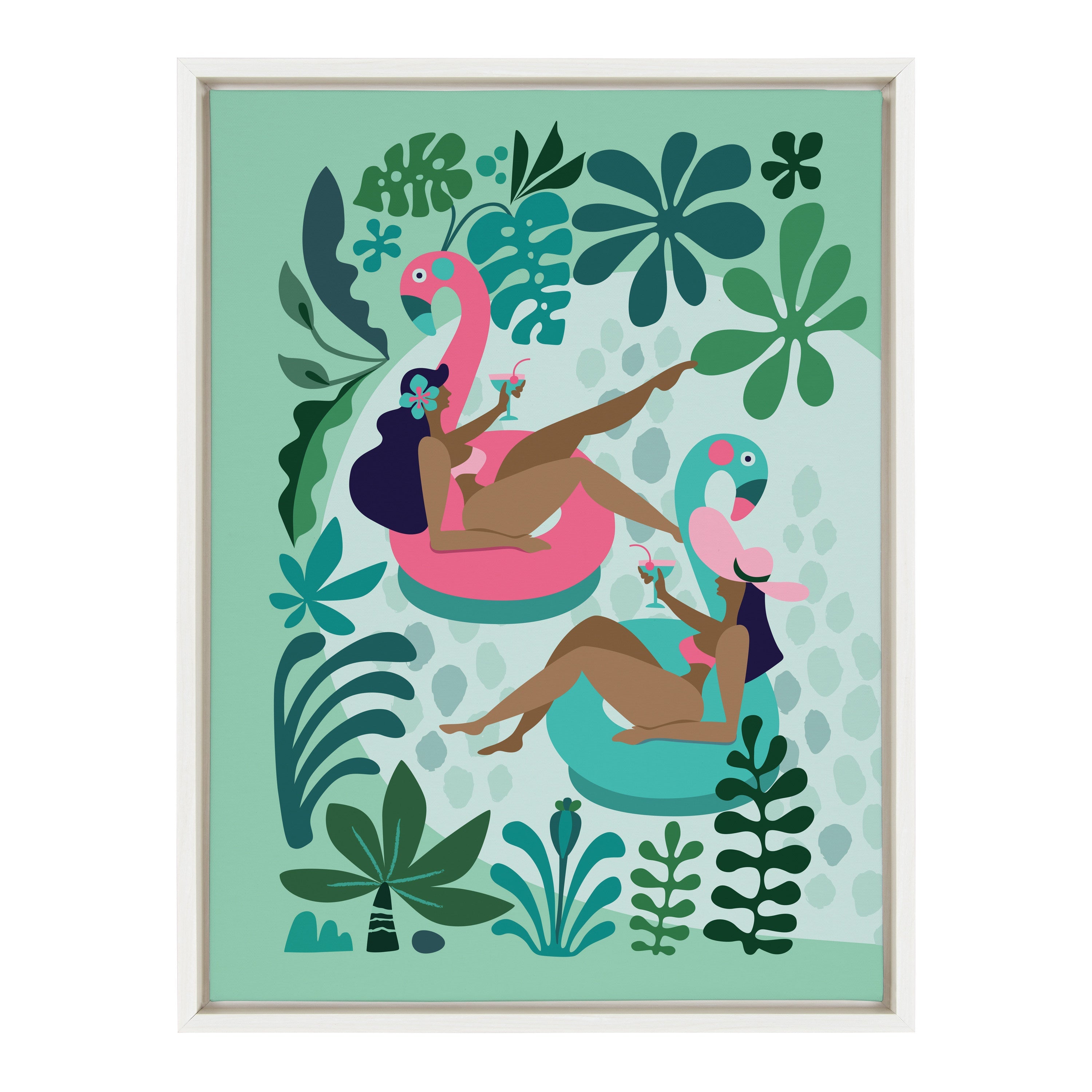 Sylvie Mid Century Modern Girl Friends Framed Canvas by Rachel Lee of My Dream Wall